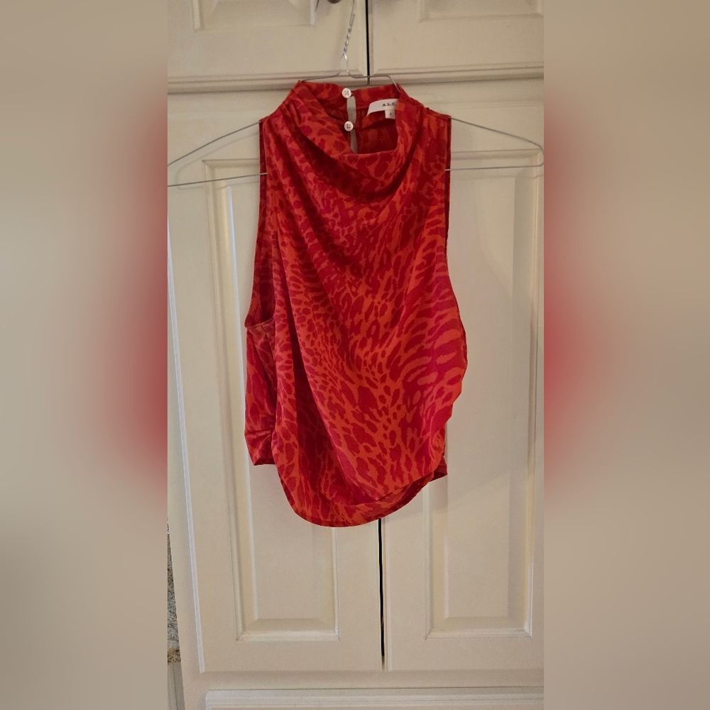 Red Leopard Print Sleeveless Top